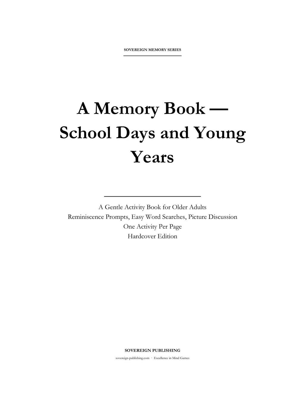 A Memory Book — School Days & Young Years — Digital Edition