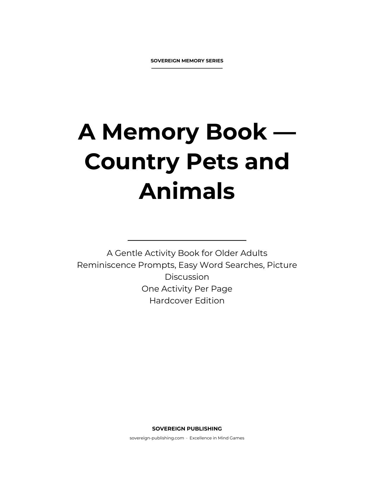 A Memory Book — Country Pets and Animals — Digital Edition