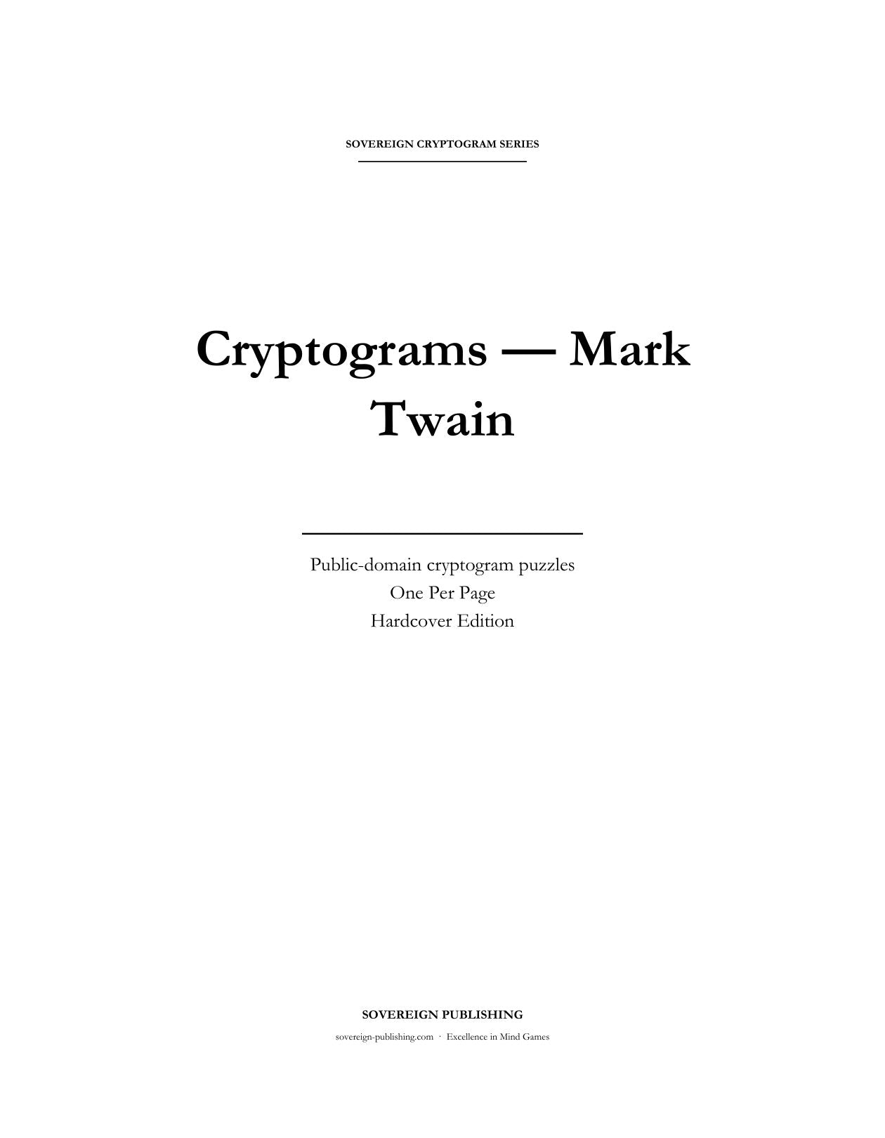 Cryptograms — Mark Twain — Digital Edition