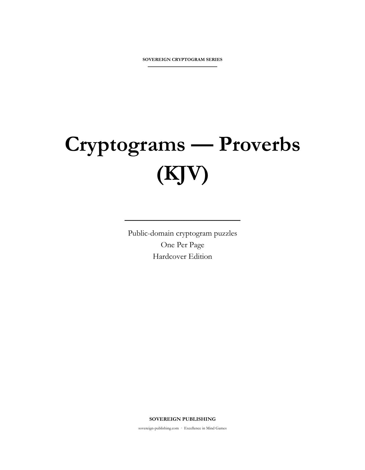 Cryptograms — Proverbs (KJV) — Digital Edition