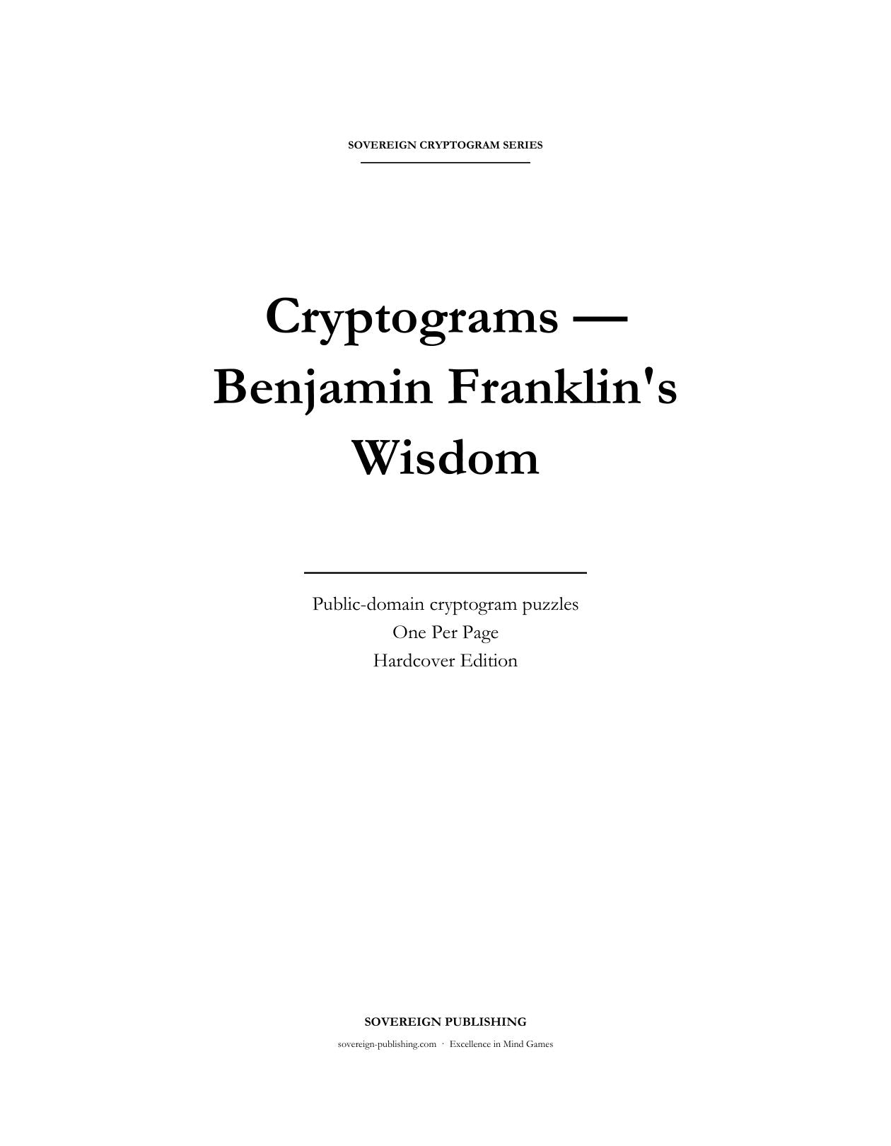 Cryptograms — Benjamin Franklin's Wisdom — Digital Edition