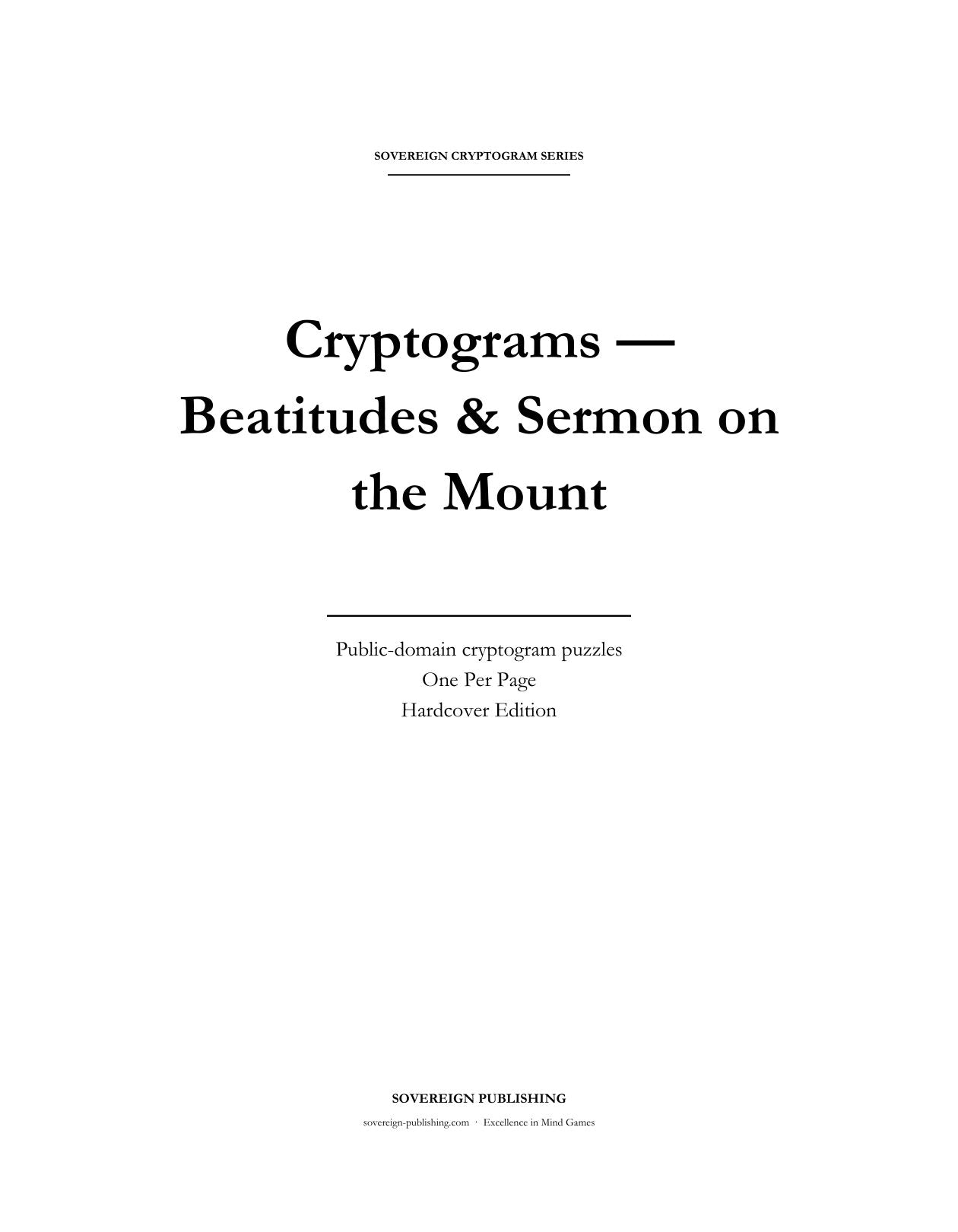 Cryptograms — Beatitudes & Sermon on the Mount — Digital Edition