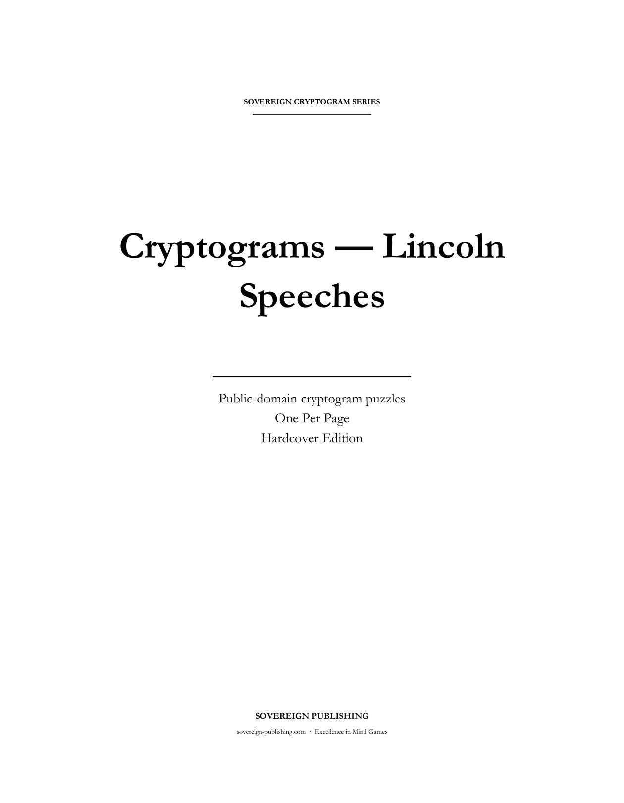Cryptograms — Lincoln Speeches — Digital Edition