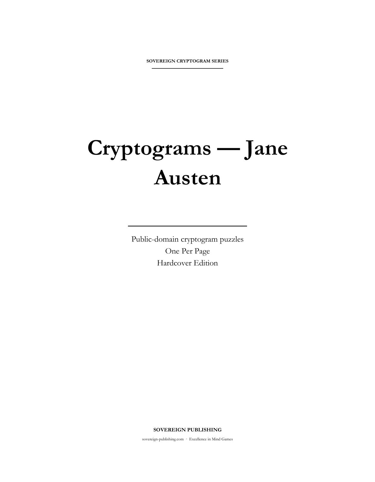 Cryptograms — Jane Austen — Digital Edition