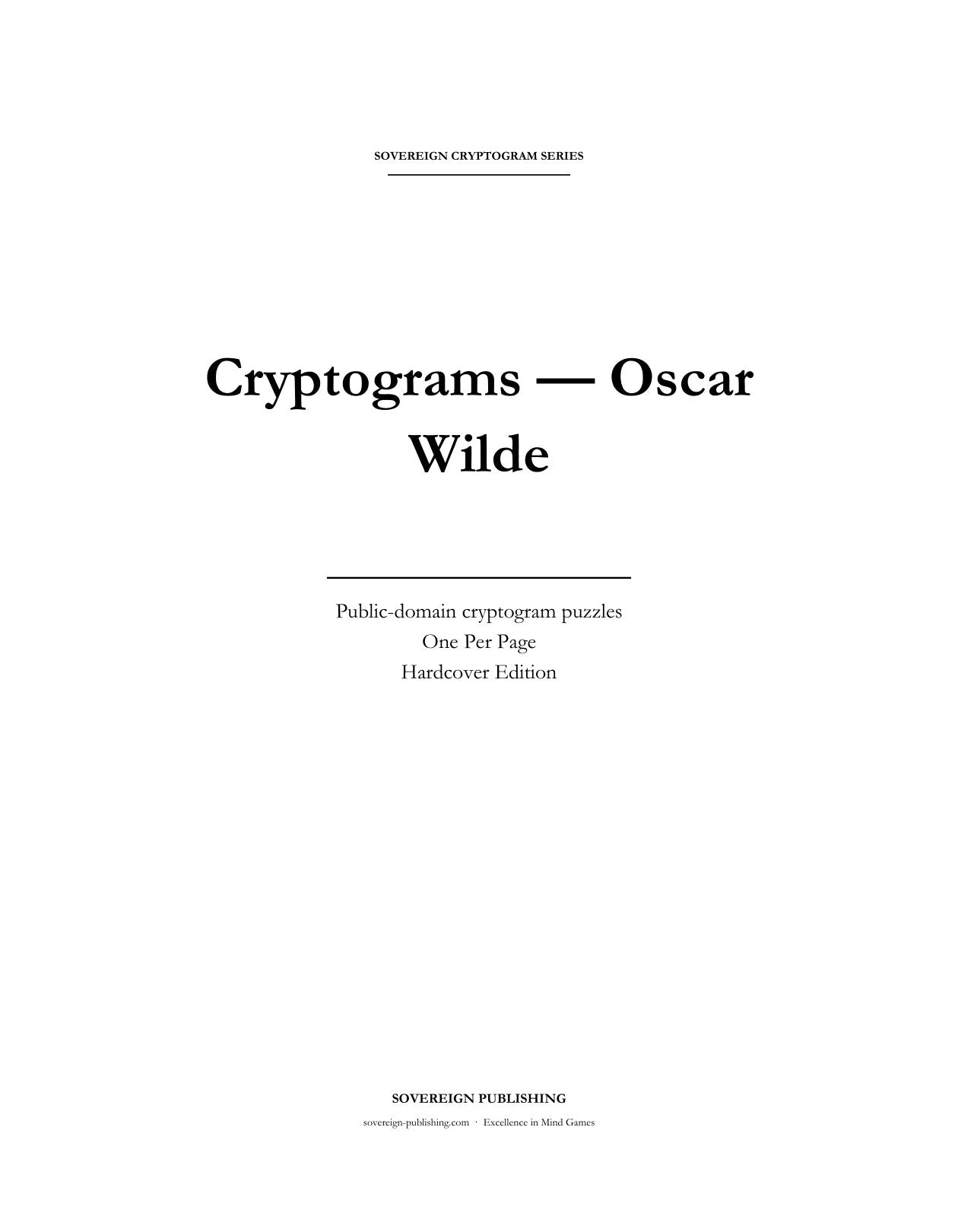 Cryptograms — Oscar Wilde — Digital Edition