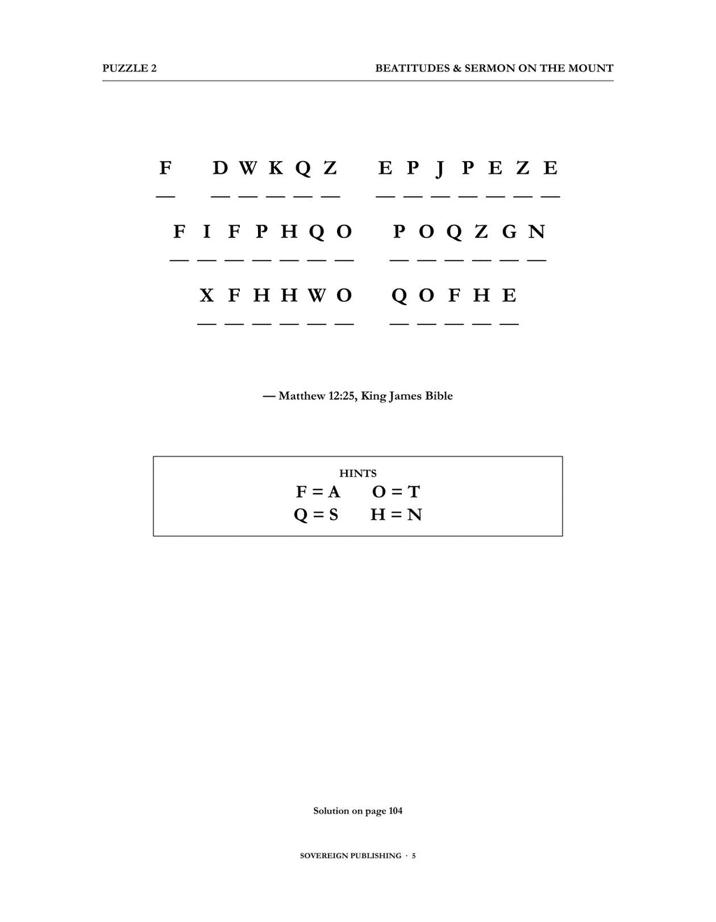 Cryptograms — Beatitudes & Sermon on the Mount — Digital Edition