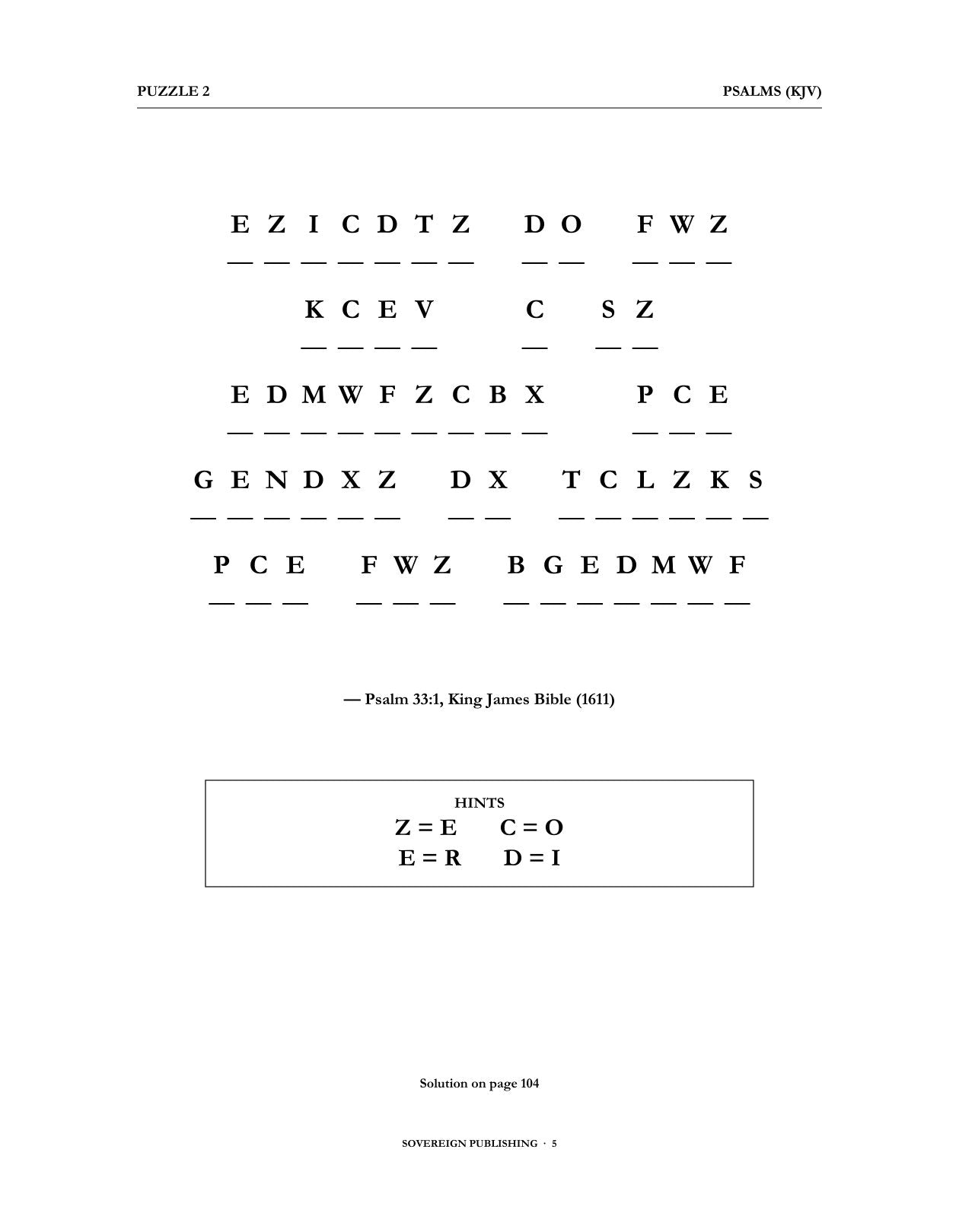 Cryptograms — Psalms (KJV) — Digital Edition
