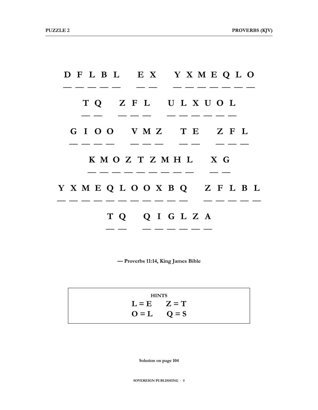 Cryptograms — Proverbs (KJV) — Digital Edition