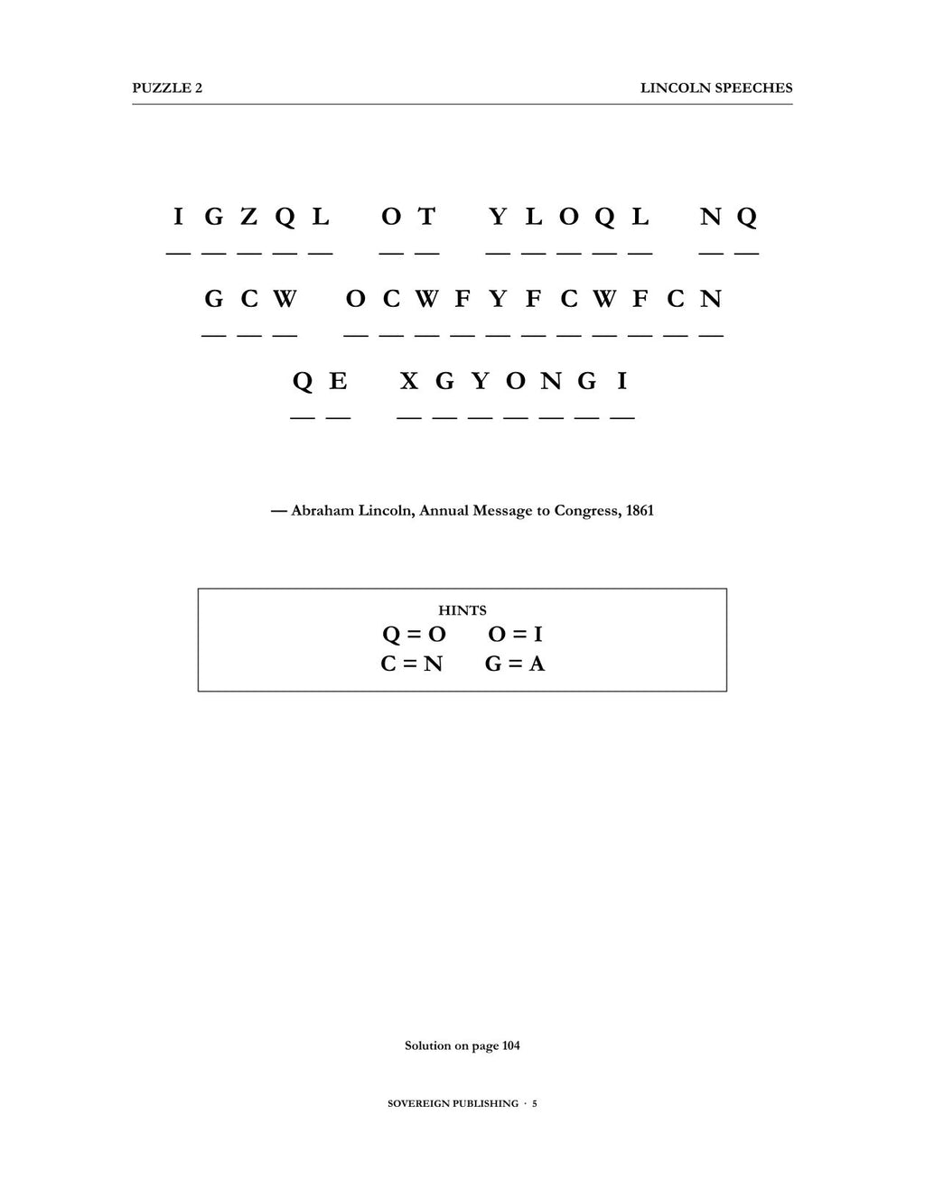 Cryptograms — Lincoln Speeches — Digital Edition