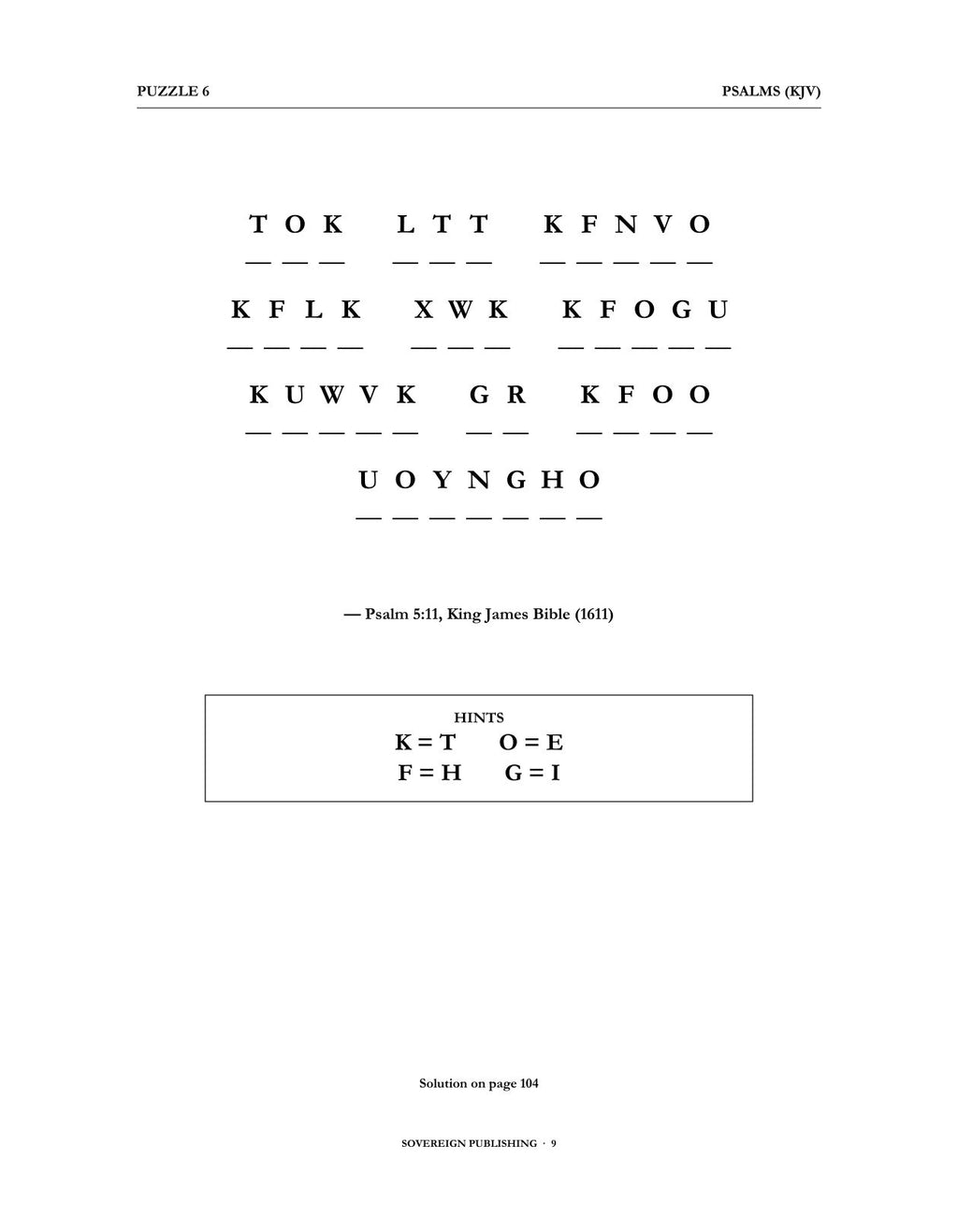 Cryptograms — Psalms (KJV) — Digital Edition