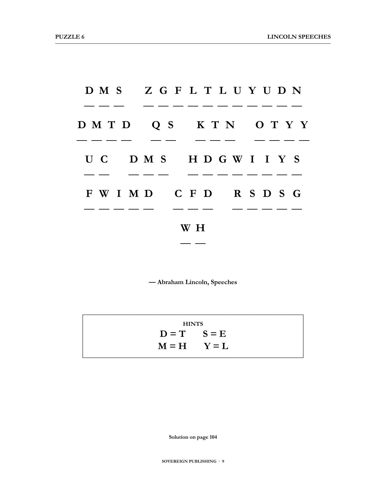 Cryptograms — Lincoln Speeches — Digital Edition