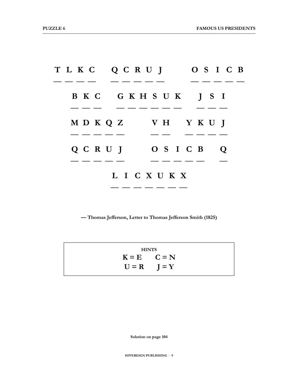 Cryptograms — Famous US Presidents — Digital Edition