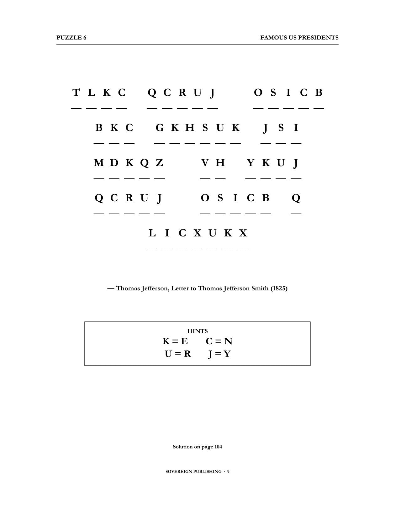 Cryptograms — Famous US Presidents — Digital Edition