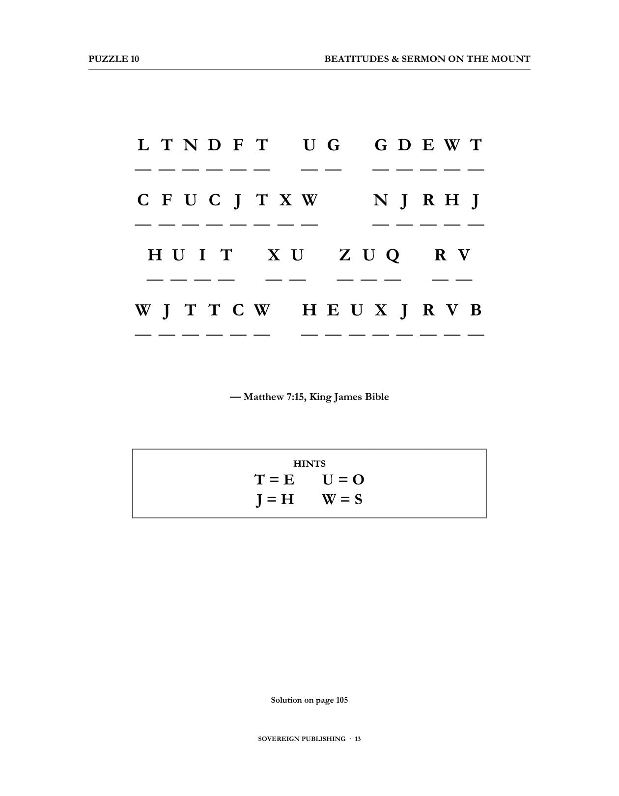 Cryptograms — Beatitudes & Sermon on the Mount — Digital Edition