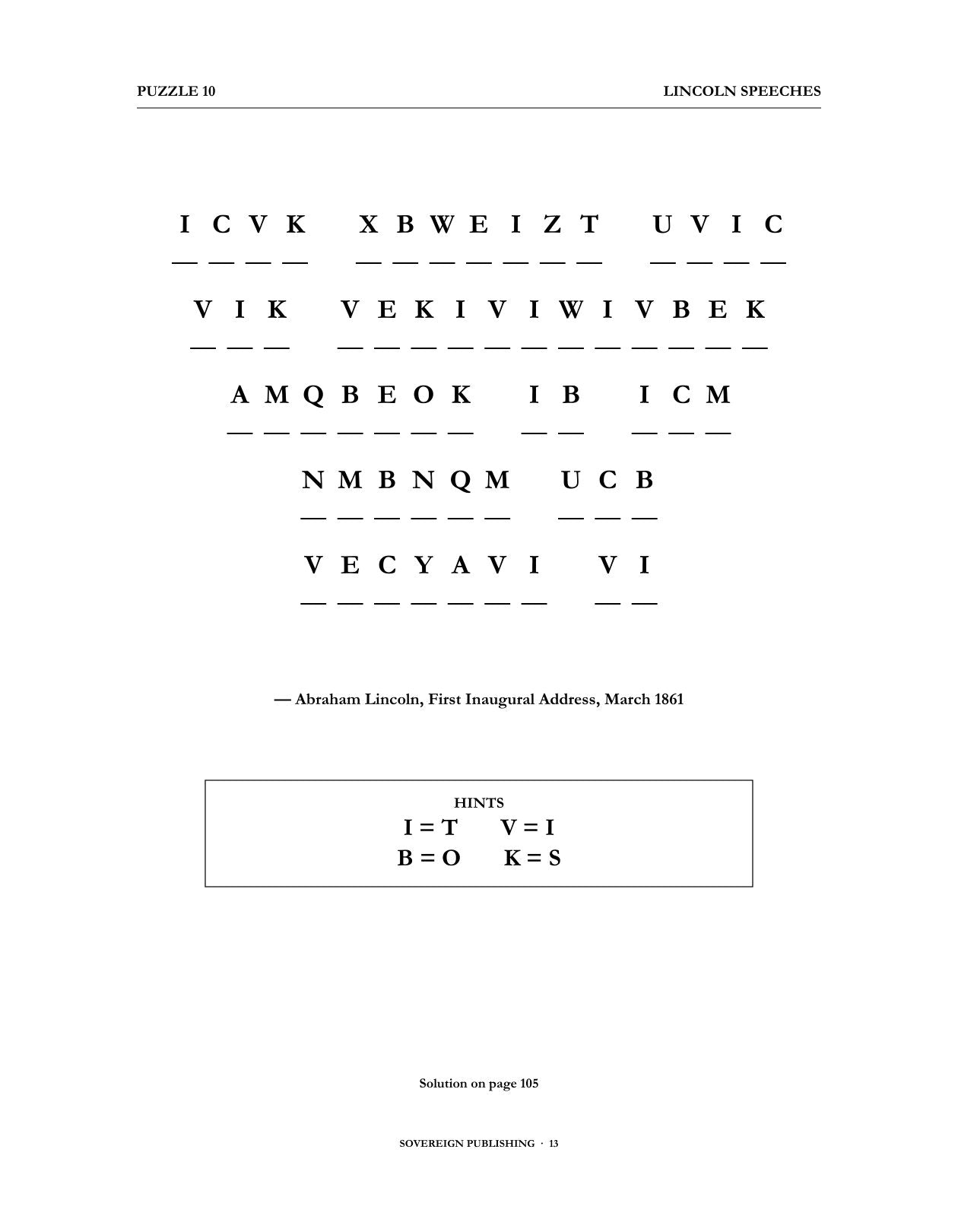 Cryptograms — Lincoln Speeches — Digital Edition