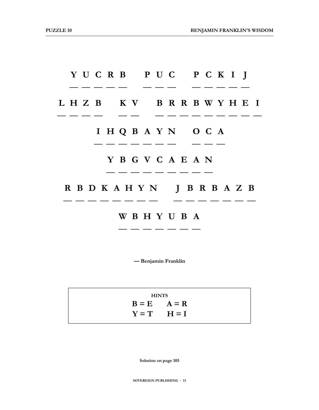 Cryptograms — Benjamin Franklin's Wisdom — Digital Edition