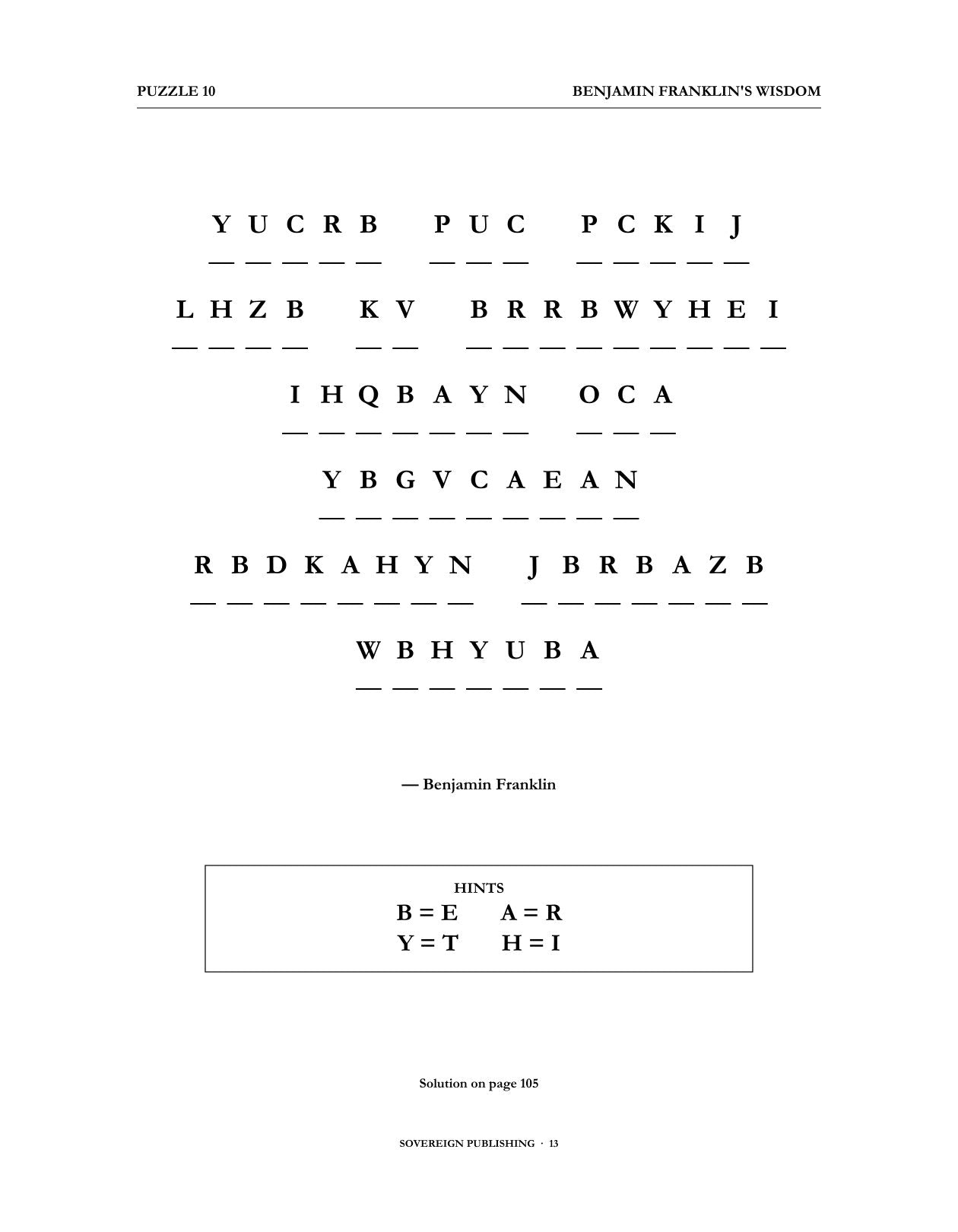Cryptograms — Benjamin Franklin's Wisdom — Digital Edition