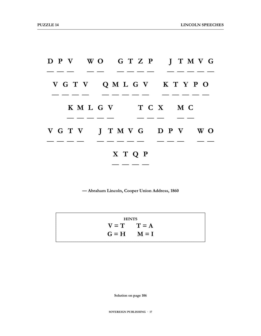 Cryptograms — Lincoln Speeches — Digital Edition