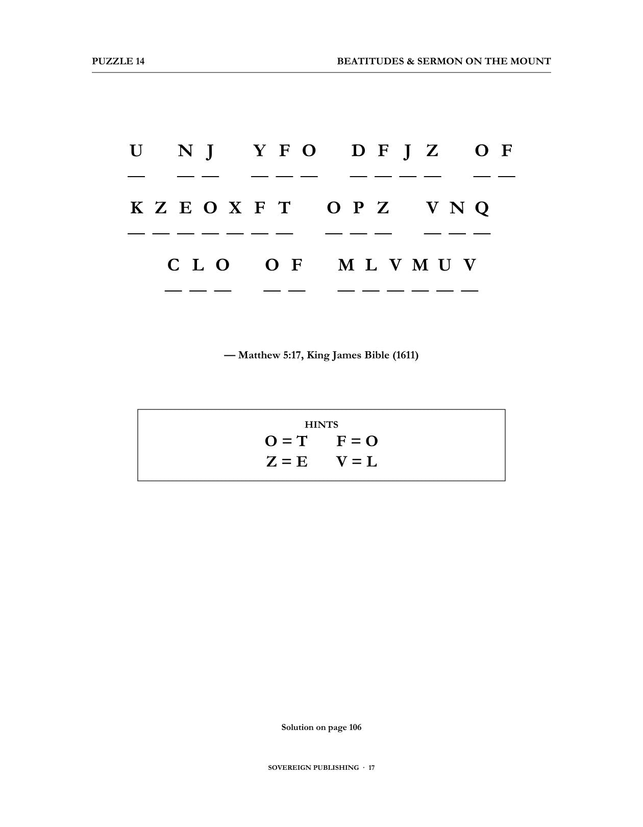 Cryptograms — Beatitudes & Sermon on the Mount — Digital Edition