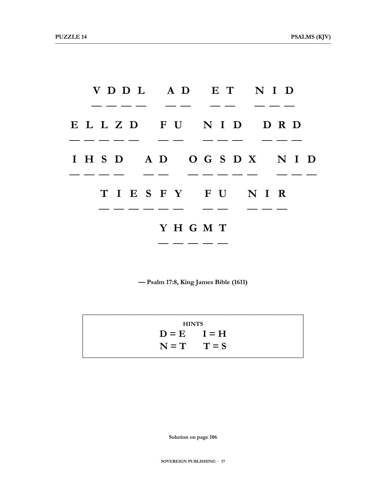 Cryptograms — Psalms (KJV) — Digital Edition