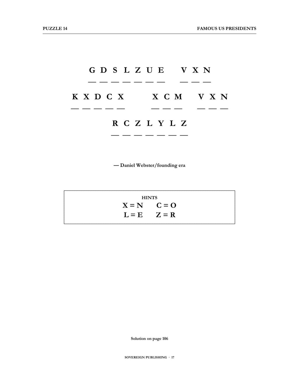 Cryptograms — Famous US Presidents — Digital Edition