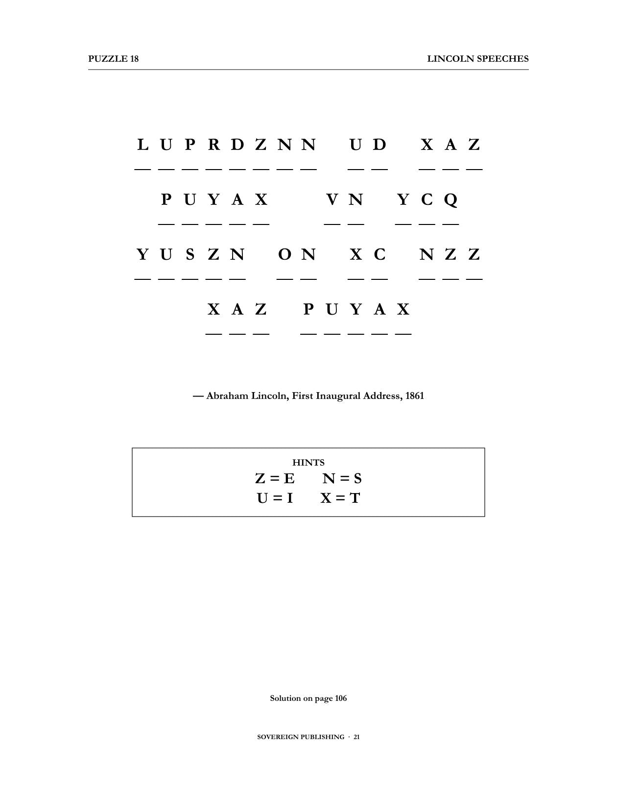Cryptograms — Lincoln Speeches — Digital Edition