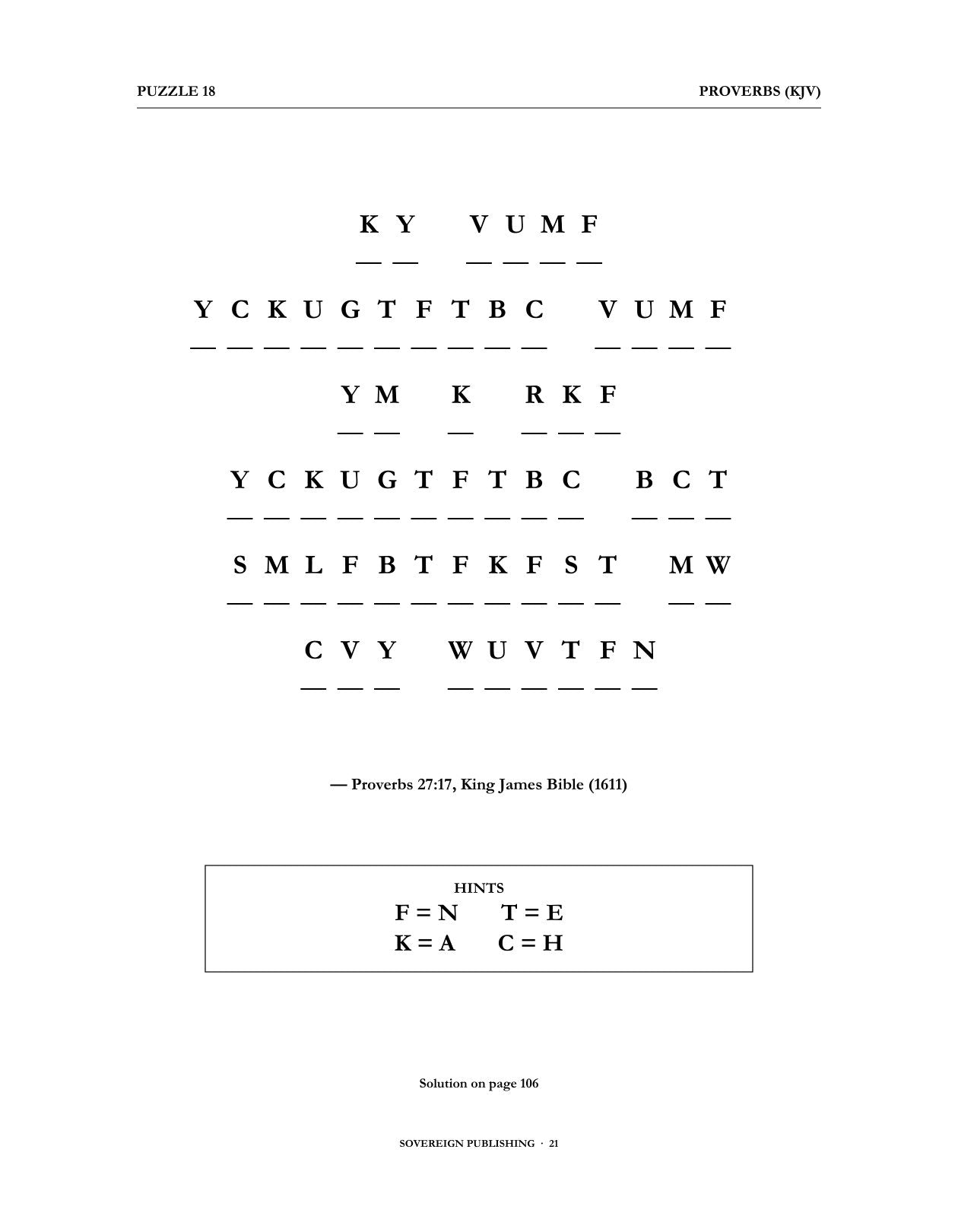 Cryptograms — Proverbs (KJV) — Digital Edition