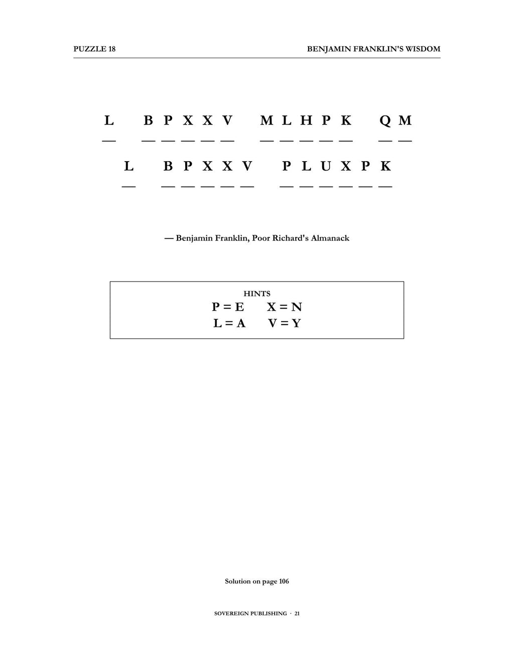 Cryptograms — Benjamin Franklin's Wisdom — Digital Edition