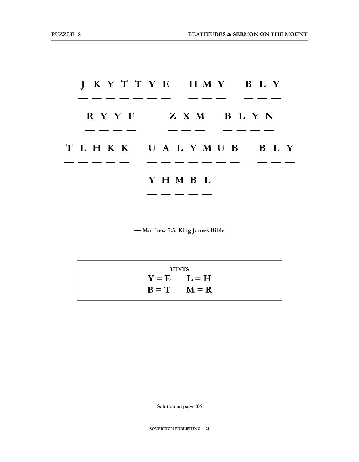 Cryptograms — Beatitudes & Sermon on the Mount — Digital Edition