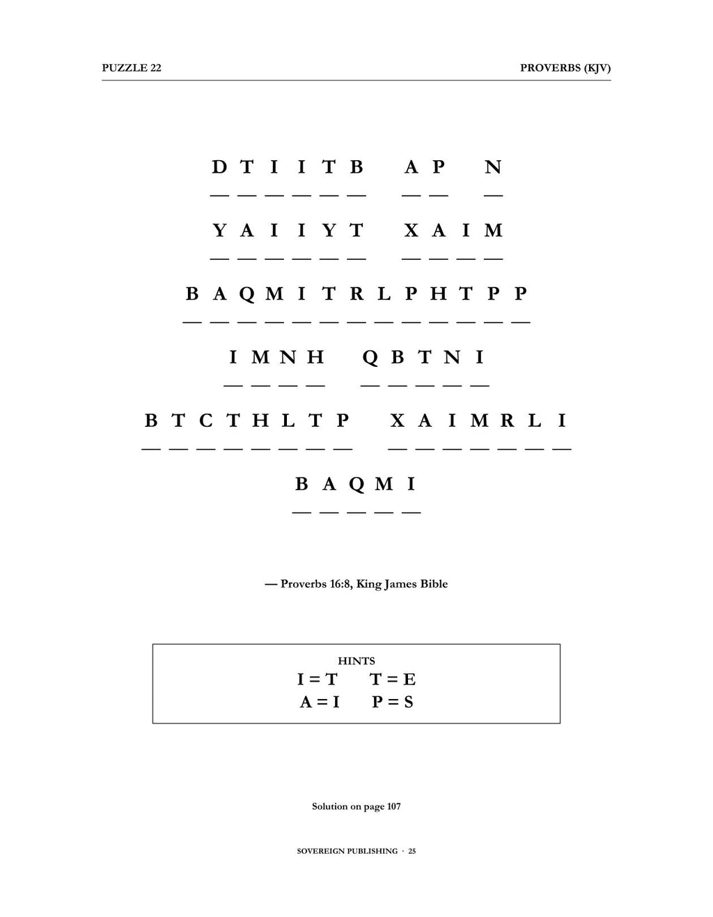 Cryptograms — Proverbs (KJV) — Digital Edition