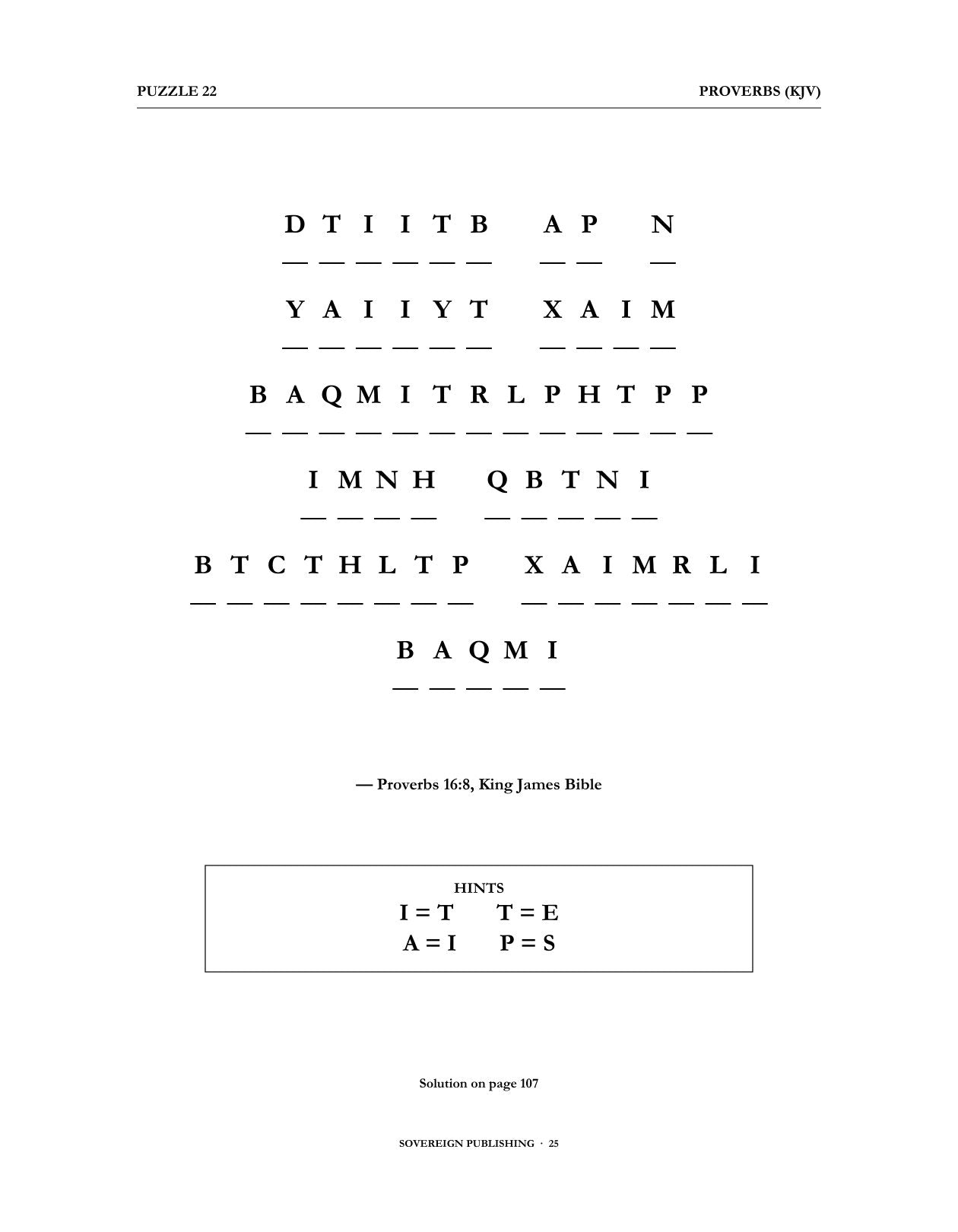 Cryptograms — Proverbs (KJV) — Digital Edition