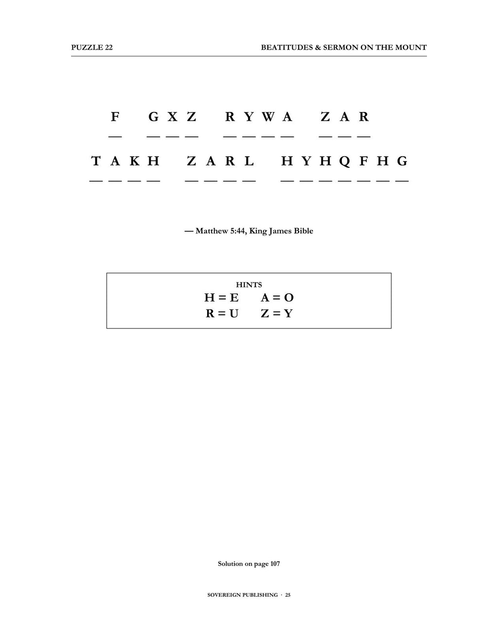 Cryptograms — Beatitudes & Sermon on the Mount — Digital Edition