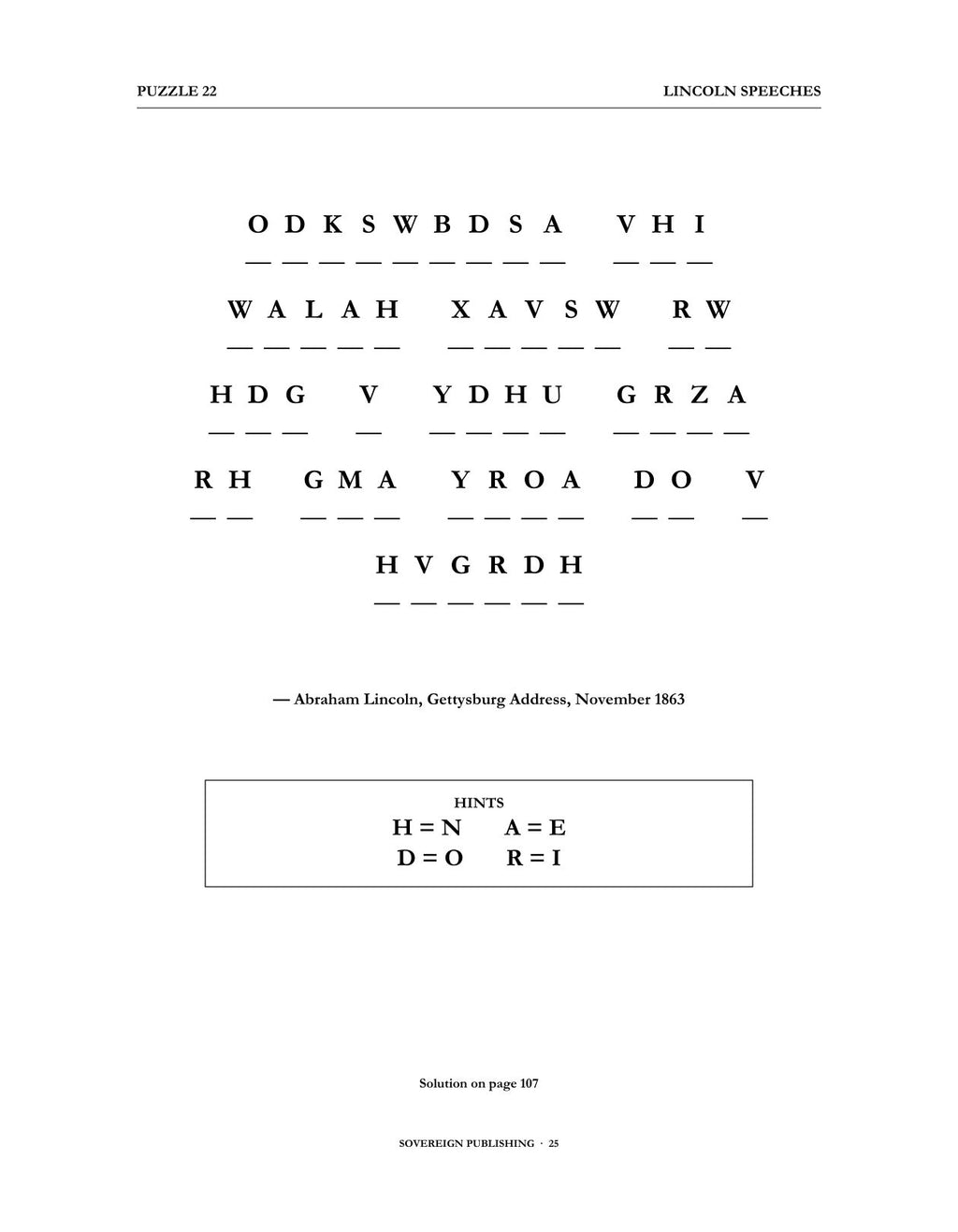 Cryptograms — Lincoln Speeches — Digital Edition