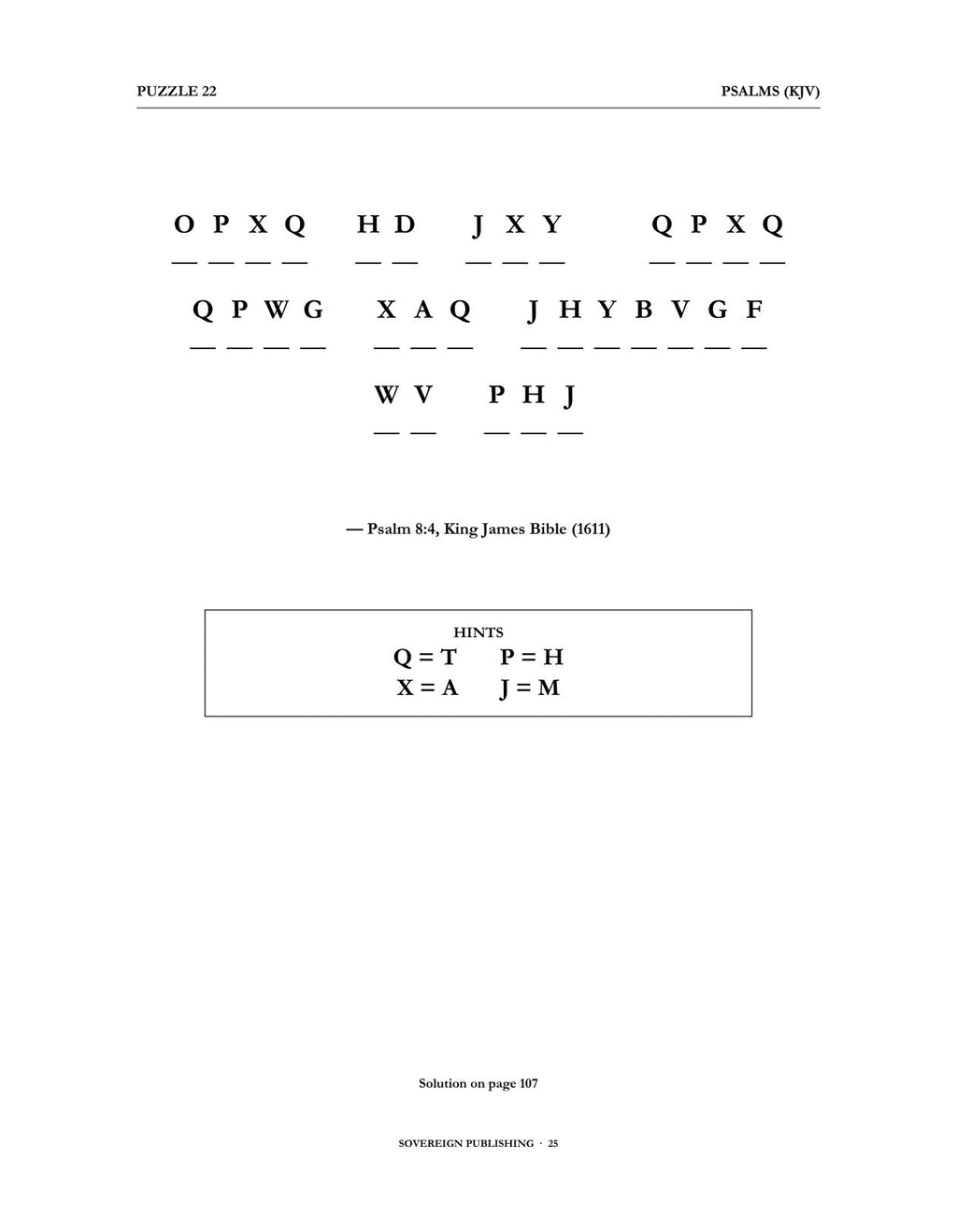 Cryptograms — Psalms (KJV) — Digital Edition