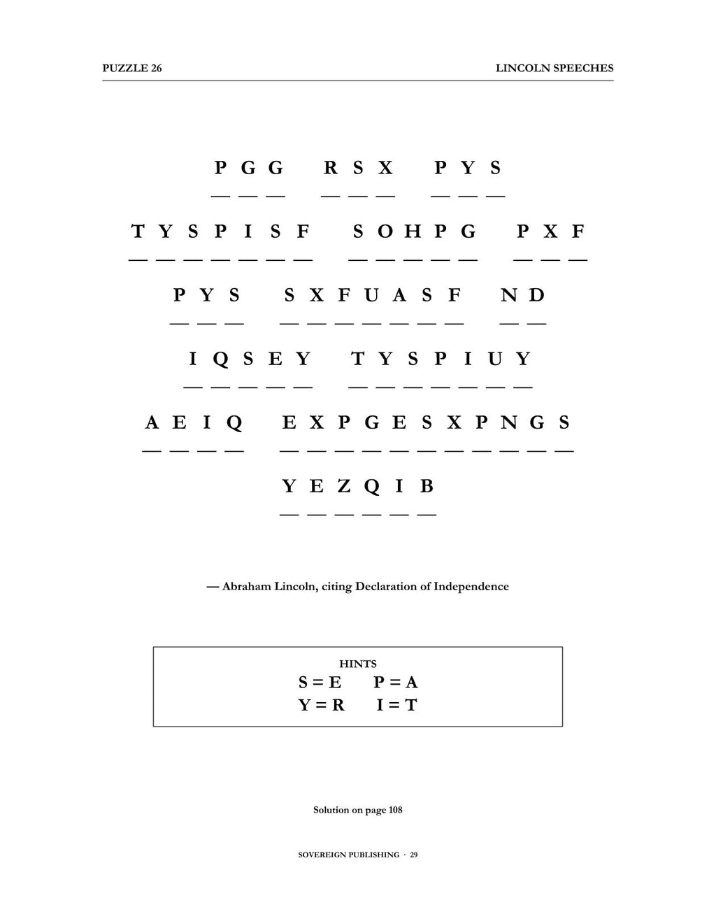 Cryptograms — Lincoln Speeches — Digital Edition
