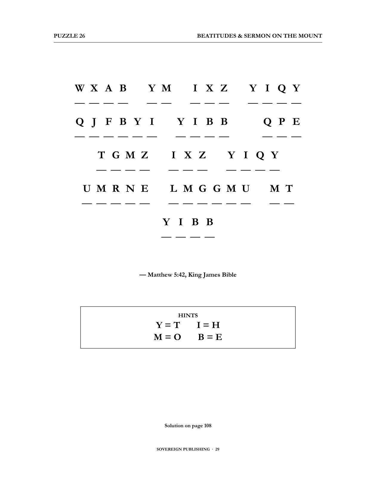 Cryptograms — Beatitudes & Sermon on the Mount — Digital Edition