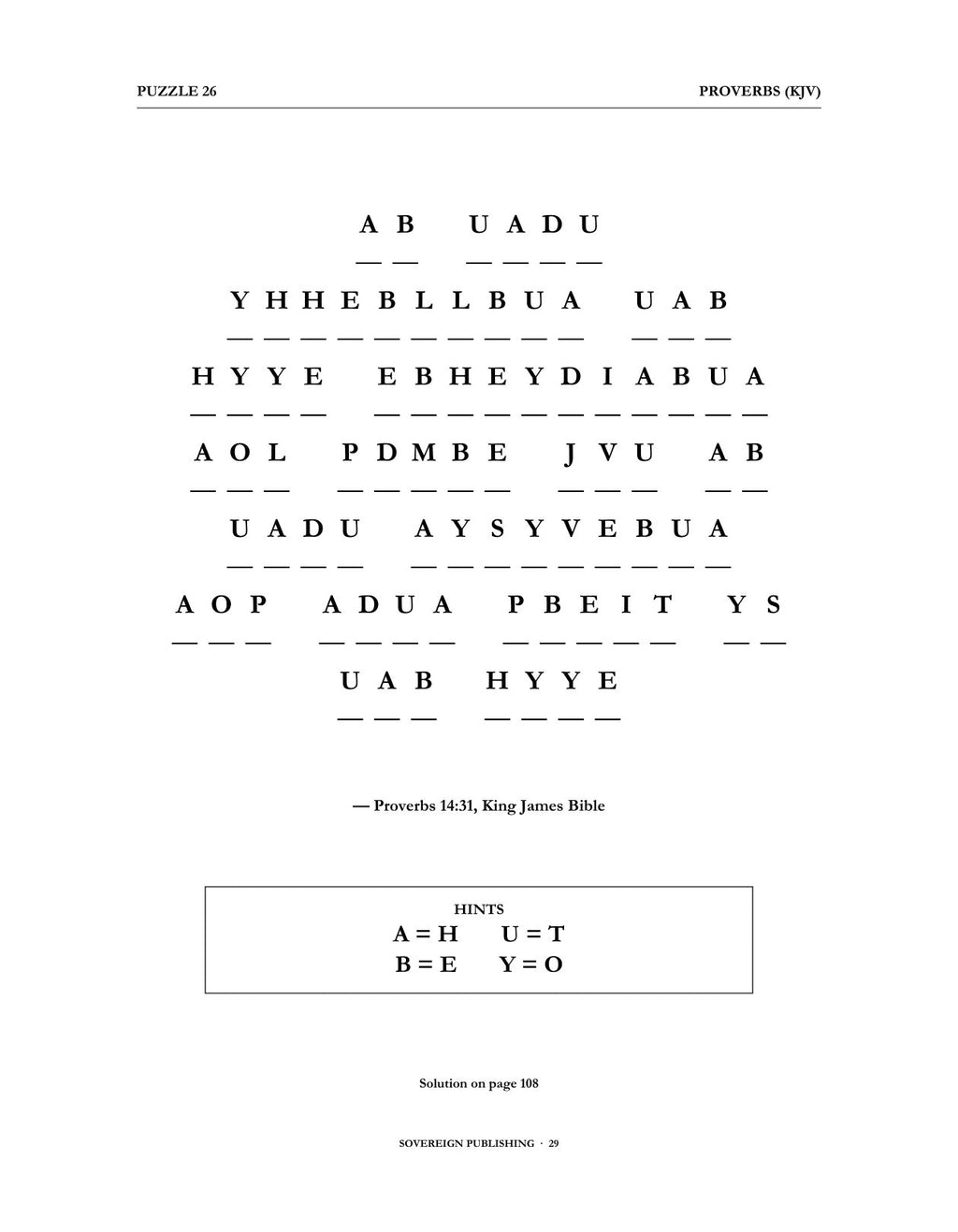 Cryptograms — Proverbs (KJV) — Digital Edition