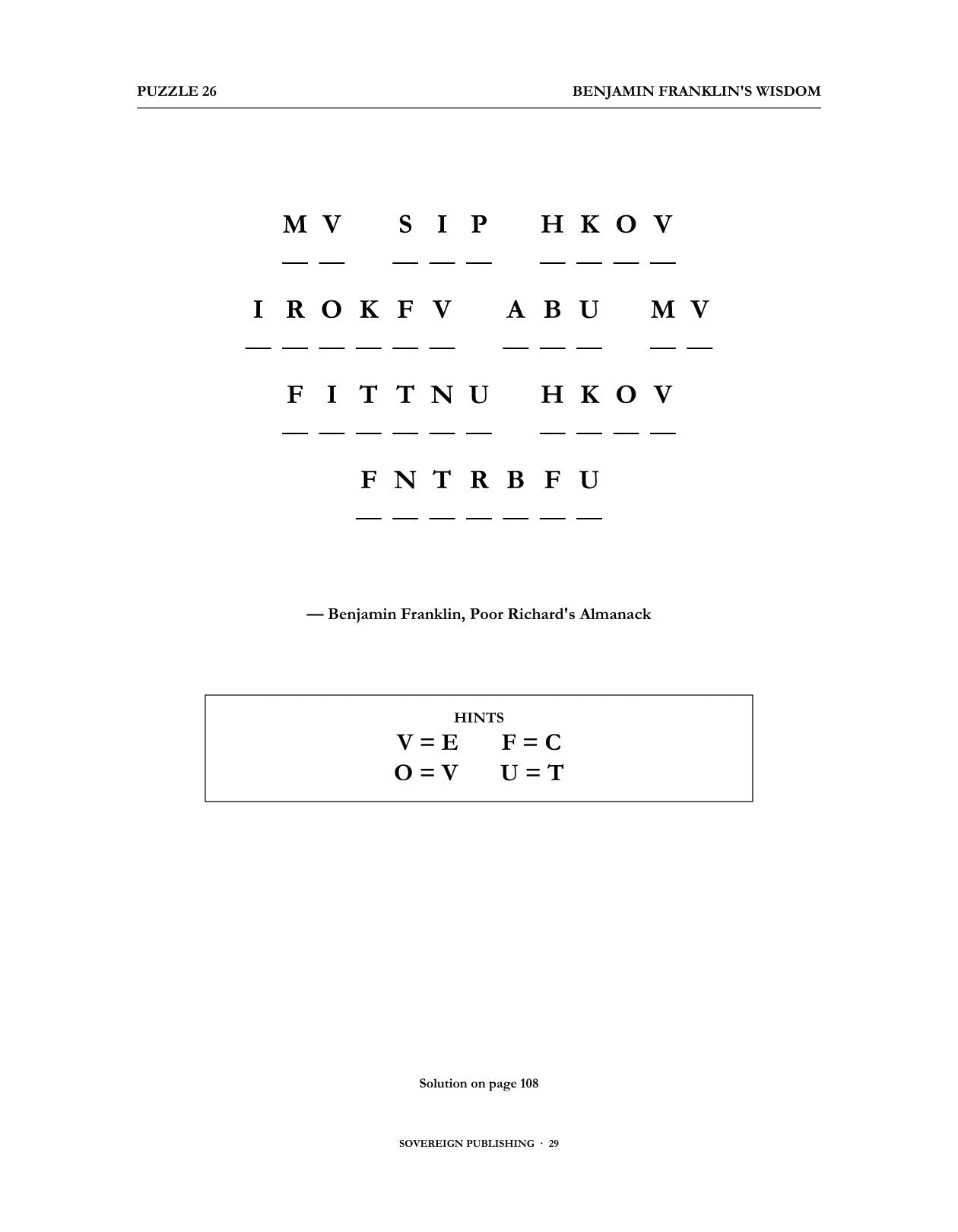 Cryptograms — Benjamin Franklin's Wisdom — Digital Edition