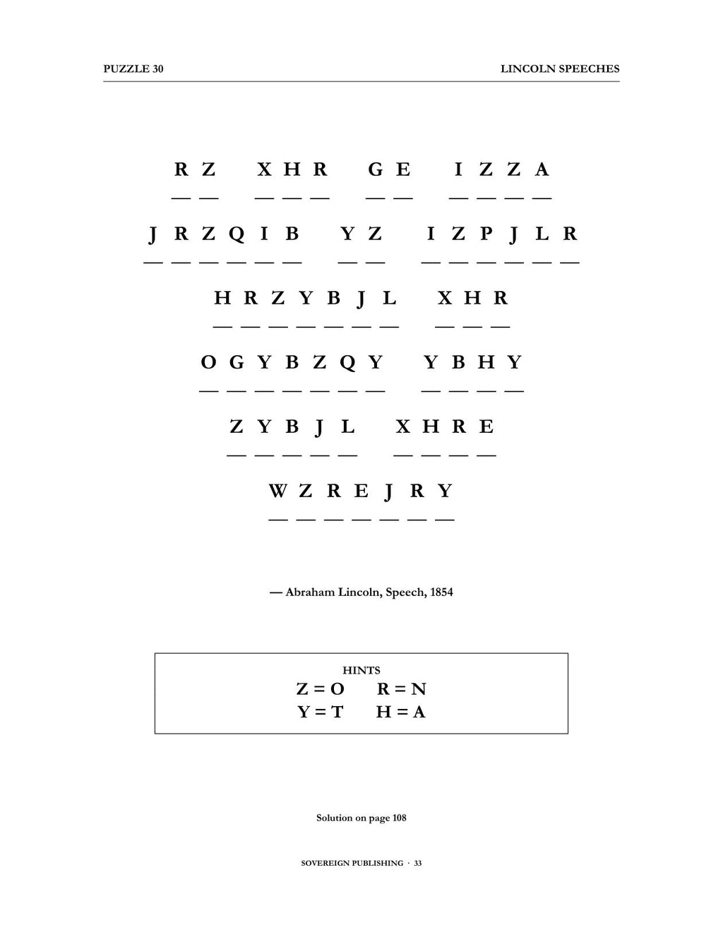 Cryptograms — Lincoln Speeches — Digital Edition