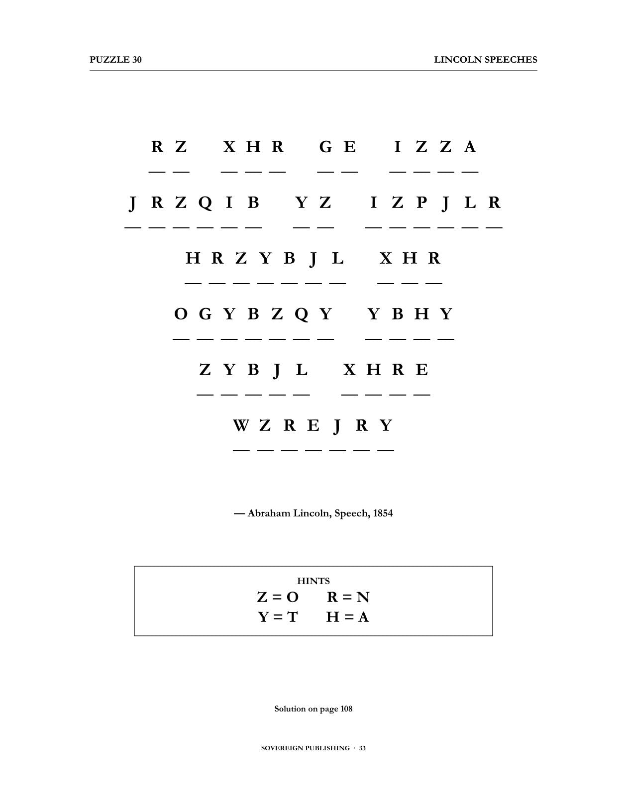 Cryptograms — Lincoln Speeches — Digital Edition