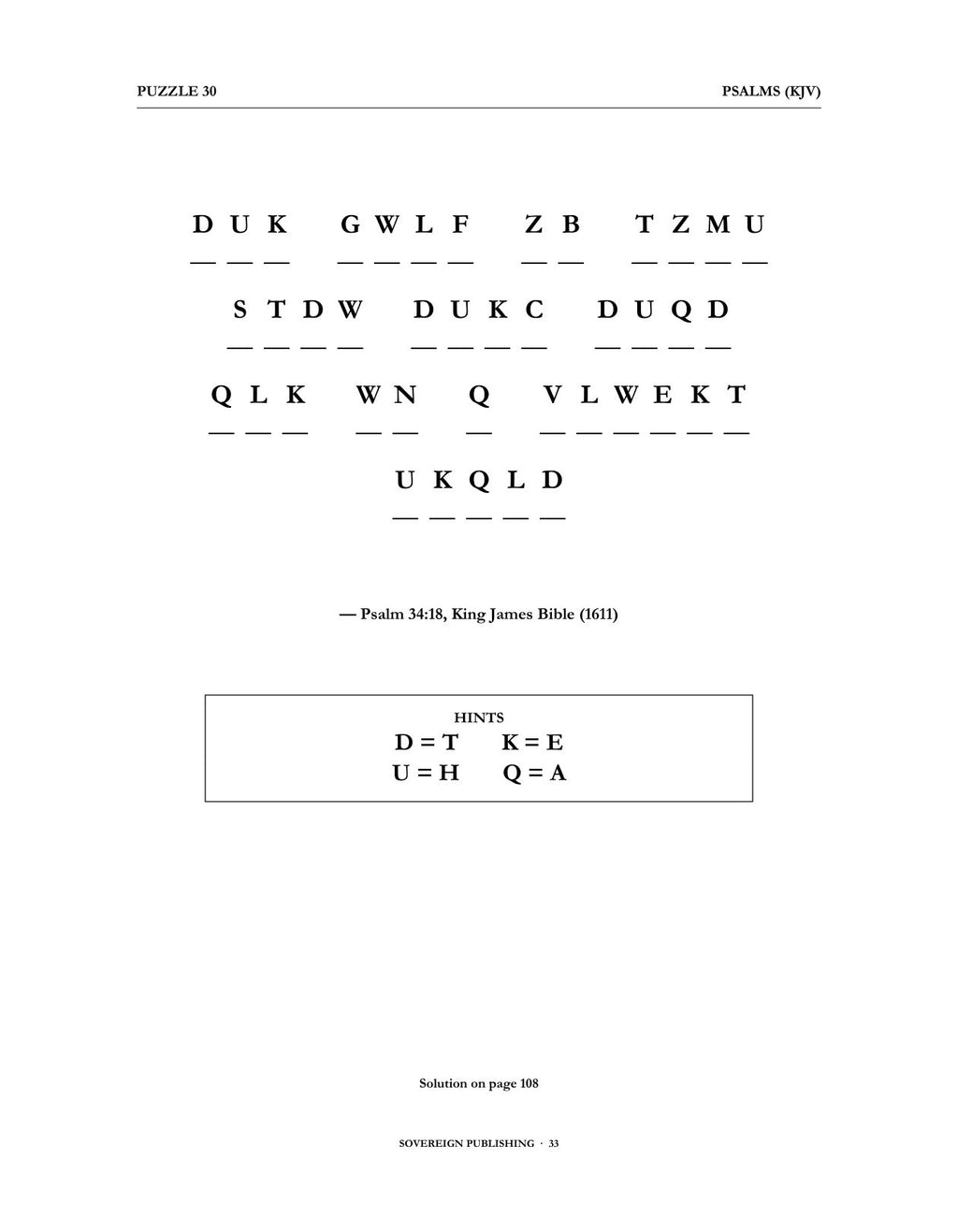 Cryptograms — Psalms (KJV) — Digital Edition