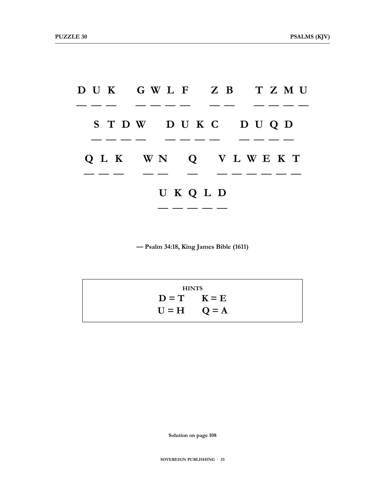 Cryptograms — Psalms (KJV) — Digital Edition