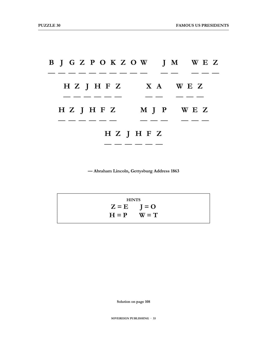 Cryptograms — Famous US Presidents — Digital Edition