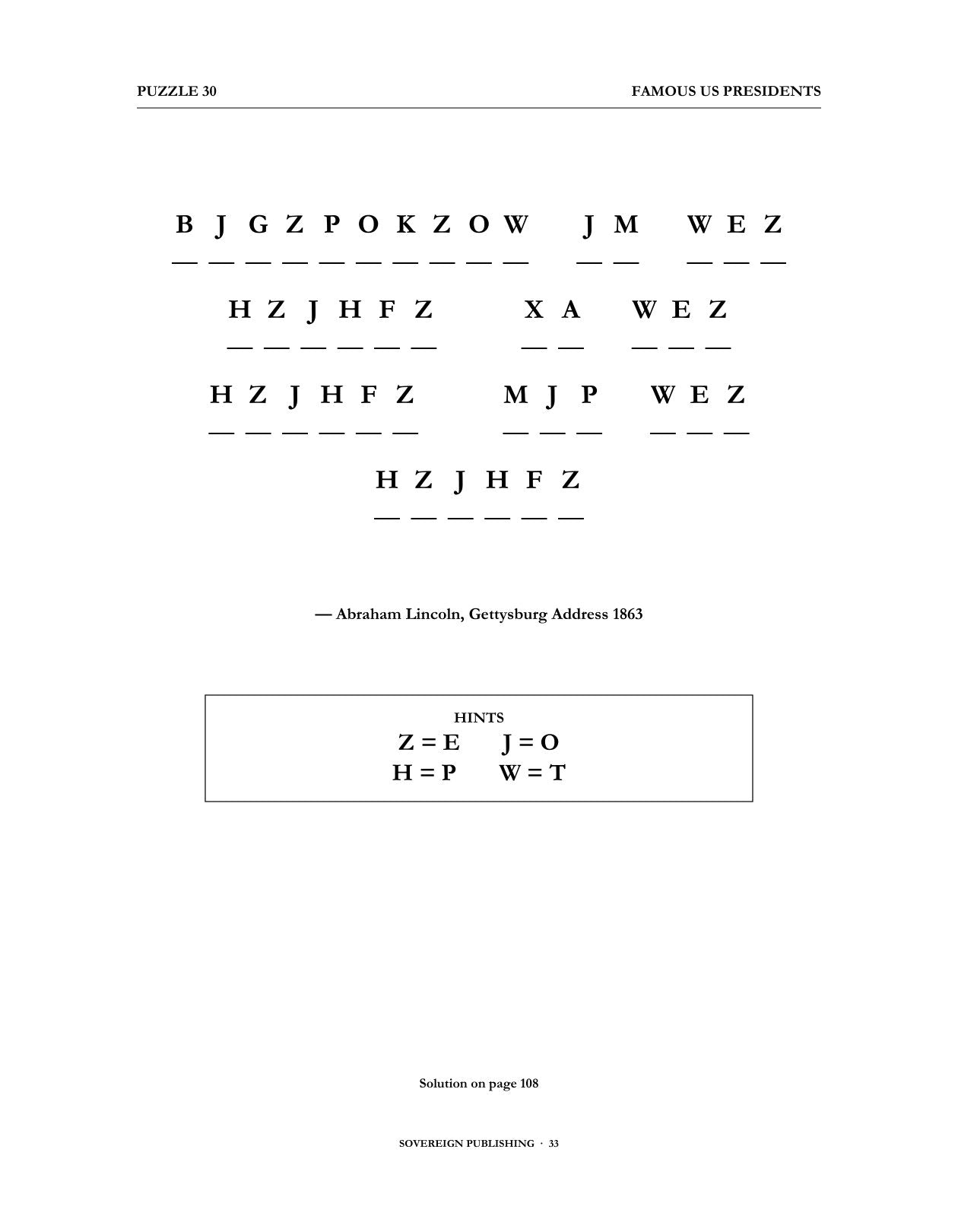 Cryptograms — Famous US Presidents — Digital Edition
