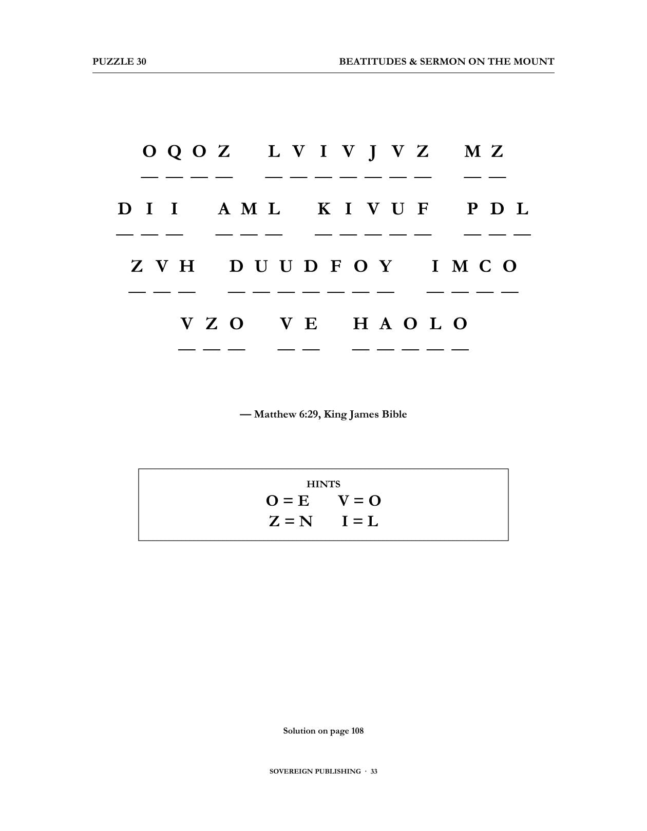Cryptograms — Beatitudes & Sermon on the Mount — Digital Edition