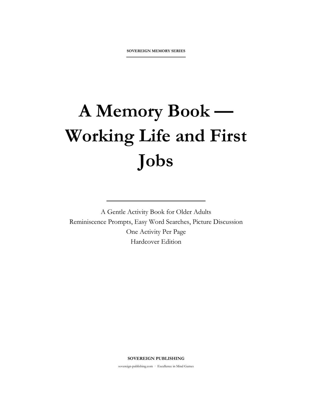 A Memory Book — Working Life and First Jobs — Digital Edition
